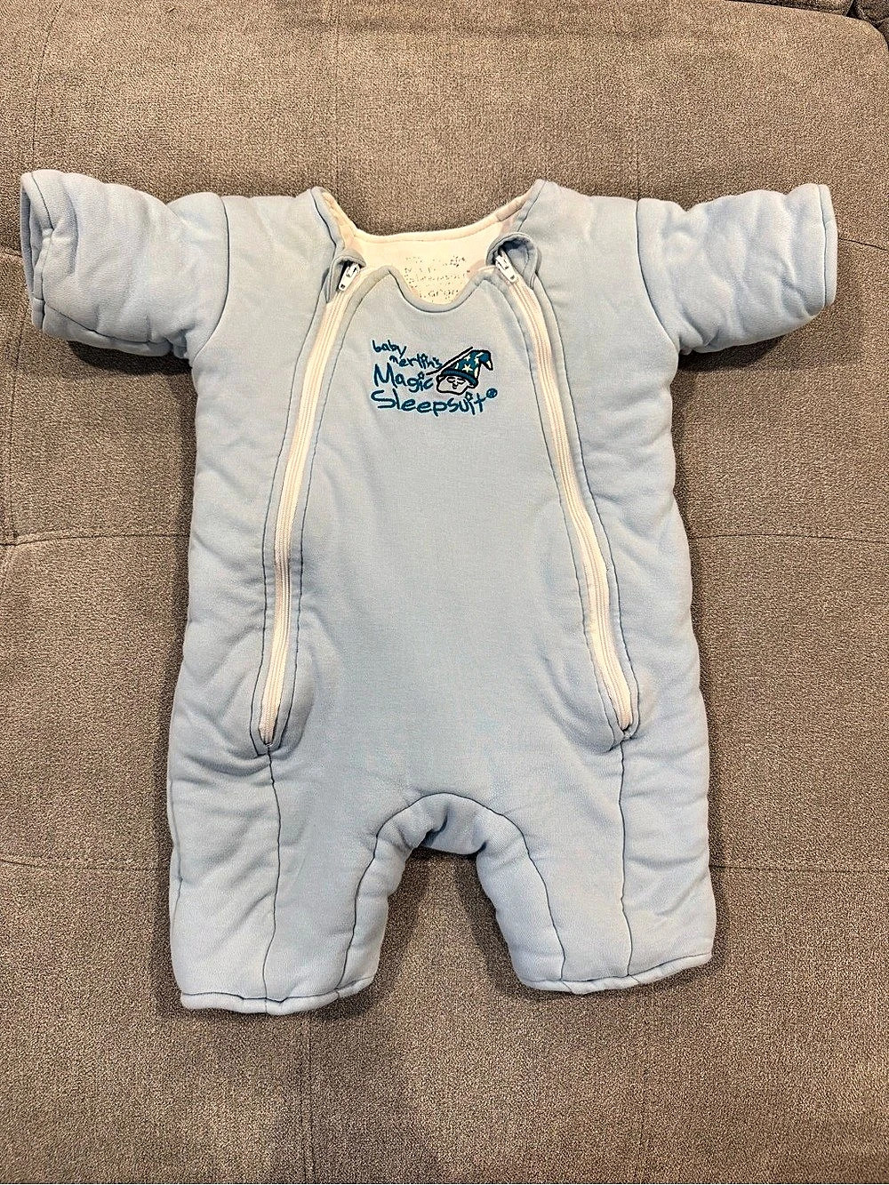 Baby Merlin's Magic Sleepsuit Cotton Blue Footie size large baby sleep sack